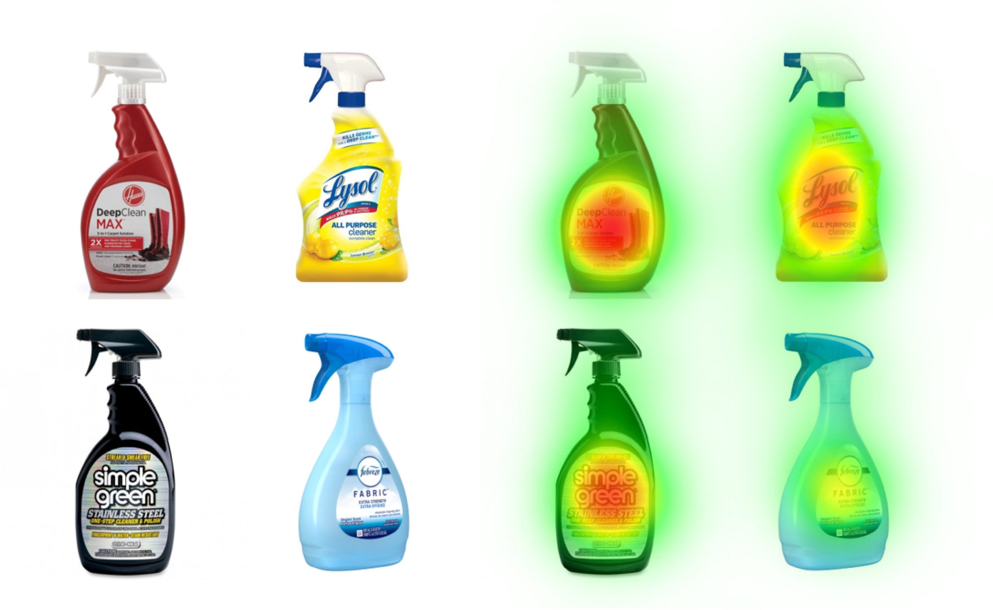 Cleaner bottles with the NeuroVision heatmap over them.