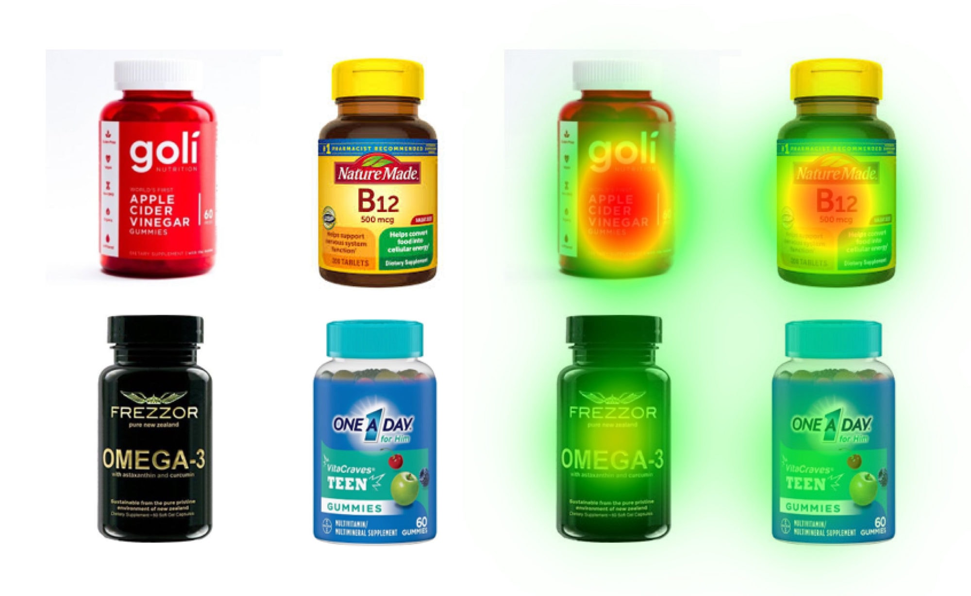 Pill bottles with the NeuroVision heatmap over them.