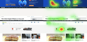 Comparison of a banner ad with heatmap and one without.